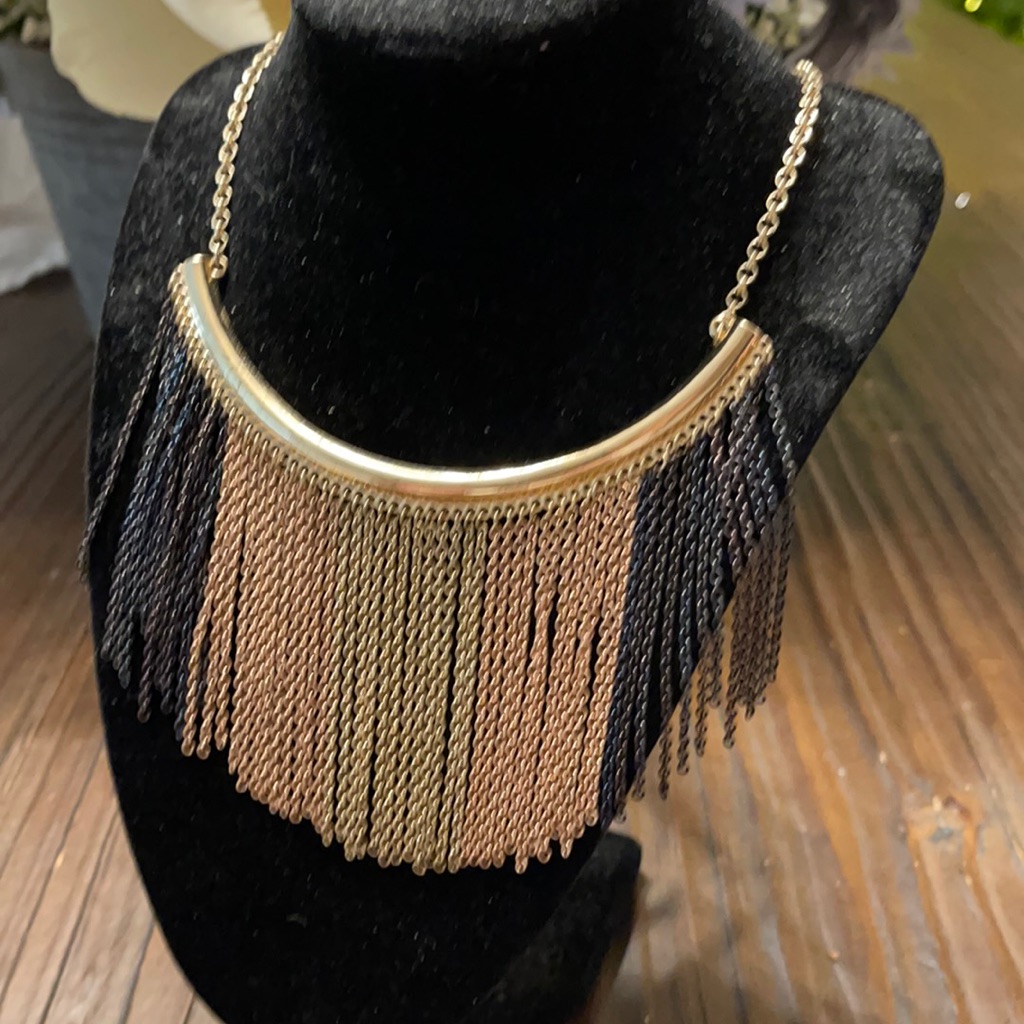 Gold  Black And Rose Gold Necklace